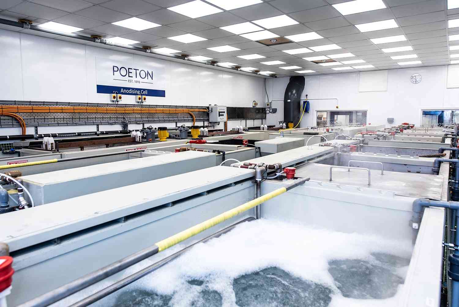 Poeton anodising production line with advanced coating and surface treatment equipment